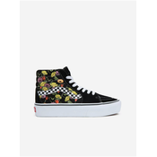 Black Women Patterned Ankle Leather Sneakers on VANS Platform - Women