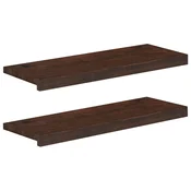 vidaXL Stopnice 2 kos 80 x 25 x 2 cm Temno rjava Trda bukovina