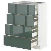 METOD / MAXIMERA Podni element 4 fronta/4 fioke, bela/Kallarp tamna sivozelena visokog sjaja, 60x37 cm