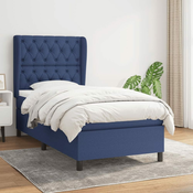 Greatstore Box spring postelja z vzmetnico modra 80x200 cm blago