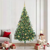 Vidaxl Umjetna preddekorirana božićna jelka Zelena 210 cm PVC