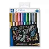 Dekorativni marker, komplet, 1-2 mm, stožčasta konica, STAEDTLER 8323, 10 različnih barv, 10 kosov