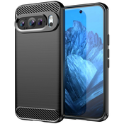 TPU gel ovitek Brushed Carbon za Google Pixel 9/Pixel 9 Pro - črn