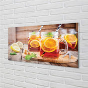 tulup.si Slika na akrilnem steklu Tea slamice hladno citrusov 125x50 cm 4 obešalnika
