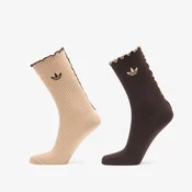 Nogavice adidas Ruffle Crew Socks 2 Pairs Magic Beige/ Aurora Coffee L