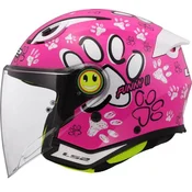 Djecja otvorena motoristicka kaciga LS2 OF622 Funny II Paws roza