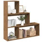 Pregrada / regal za knjige 3 razina hrast 123x29x123 cm drveni