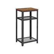 Songmics Stranska miza z 2 mrežastima policama 45x75x35 cm rjava