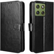 GS Ovitek denarnica s preklopom za Motorola Edge 70 Crazy Horse, črn