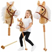 Hobby Hobby Horse konj na palici, bež, 100 cm, zvoki galopa in rženja, kolesa