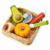 Drvena košarica s povrćem Veggie Basket Tender Leaf Toys s bućom, avokadom, gljivom i lukom