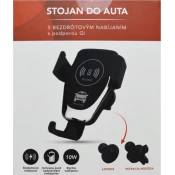 Držalo Qi 10W za brezžično polnjenje na rešetki avtomobila - Črno