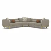 Casa Padrino Luxury Corner Sofa Gray/Brass 315 cm - Living Room & Hotel Furniture