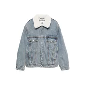 Pull&Bear Zimska jakna moder denim/bela