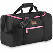 ŽAGATTO Potovalna torba, črna z roza zadrgami, 40x20x25, ZG837