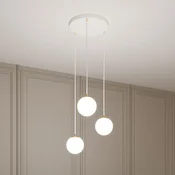 EMIBIG LIGHTING Obesna svetilka Royal, 3-delna, opalno bela/bela, steklo, E14 - Dnevna soba/jedilnica - Sodobni - opalno bela, bela, zlata