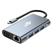 TB 8 v 1 adapter USB C HDMI x2 USB VGA RJ45 PD