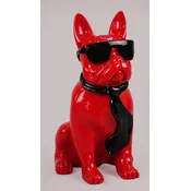 Casa Padrino luxury decorative figure bulldog dog red/black H. 65 cm - Resin decorative sculpture - Living room decoration - Luxury decorative animal figure