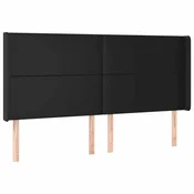 Vidaxl Vzglavje z ušesi črno 203x16x118/128 cm umetno usnje