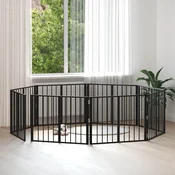 Vrata za pse 8 pcs Crna 80 x 60 cm Cinkani celik