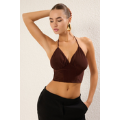 Trendyol Brown V Neck Woven Bustier