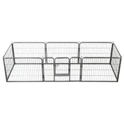 Vidaxl vidaXL Pasja kletka 8 panelov jeklo črne barve 60 x 80 cm