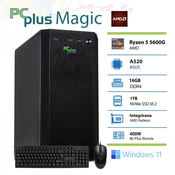 PCPLUS Magic AMD Ryzen 5 5600G 16GB 1TB NVMe SSD Windows 11 Home miška in tipkovnica namizni računalnik
