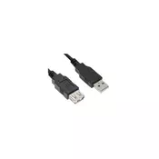 E-GREEN Kabl USB A - USB A M/F (produžni) 3m crni