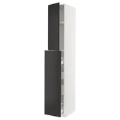 METOD / MAXIMERA Visoki el s izvl fun 1 vrata/4 lad, bijela/Nickebo mat antracit, 40x60x240 cm