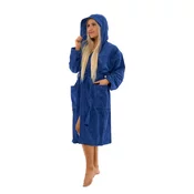 Interkontakt Ženski bombažni kopalni plašč s kapuco 03 Navy Blue S
