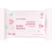 Attitude Baby Leaves Water Wipes vlažni robčki brez dodanih dišav 72 kos