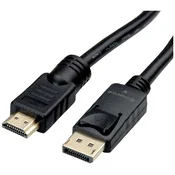 ROLINE Roline DisplayPort / HDMI priključni kabel DisplayPort vtič\, HDMI-A vtič 10.00 m črna 11.04.5777 zaščiten DisplayPort kabel, (20431391)