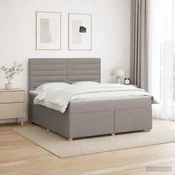 vidaXL Postelja boxspring z vzmetnico Taupe 140 x 200 cm Blago