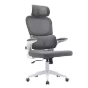 eoshop Pisarnski stol RENARD, temno siva/bela, mrežast, nastavljiv z naslonjalom za glavo