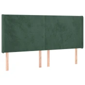 Uzglavlje s ušima tamnozeleno 183x16x118/128 cm baršunasto