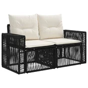 vidaXL vidaXL Vrtna sedežna garnitura 11 pcs Črna in krem bela poli ratan, (5000271679)