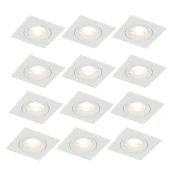 Komplet 12 vgradnih reflektorjev belih kvadratnih GU10 50 mm IP44 - Xena