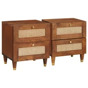Noćni ormar 2 pcs Smeđa 40 x 33,5 x 46 cm Čvrsto drvo akacije