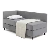 Siva oblazinjena postelja s prostorom za shranjevanje z vzmetnico 90x200 cm Avela – Bonami Selection