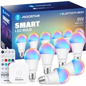AIGOSTAR pametne LED žarnice 9 W z Bluetooth in upravljanjem prek Alexe - 6 kosov