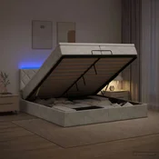 vidaXL Otomanska postelja z vzmetnico in LED Svetlo siva 200 x 200 cm