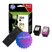 Canon - Komplet kartuš HP 3JB05AE (nr.304 BK + nr.304 CMY), original + foto papir Canon po SUPER ceni