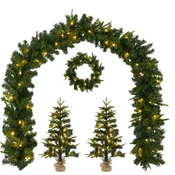 Vidaxl Komplet mini božičnih dreves 45 cm 125 LED Toplo bela PVC in PE