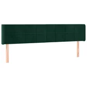 Vidaxl Vzglavje z ušesi temno zeleno 163x16x78/88 cm žamet