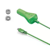 CELLY Auto punjač sa MICROUSB kablom/ zelena