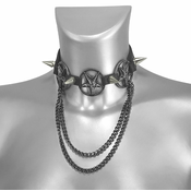 Ovratnica (ali opasnica za škorenj) Triple Chain Baphomet Boot Strap - LSF3 20