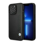 Bmw Etui BMW Leather Blue Dots za iPhone 14 Pro - črno