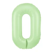 Folijski balon številka 0, pistacijevo mat, 100 cm – rojstnodnevna dekoracija