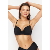 Trendyol Black Balconette Gathered Push Up Bikini Top
