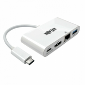 USB-C Multiport Adapter - HDMI, USB 3.2 Gen 1 Port, Gigabit Ethernet, 60W PD Charging, HDCP, White U444-06N-HGU-C